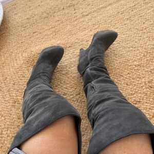 Neiman Marcus Pura López boots over knee or bellow Wedge Platform Gray Boots 🔥❤️